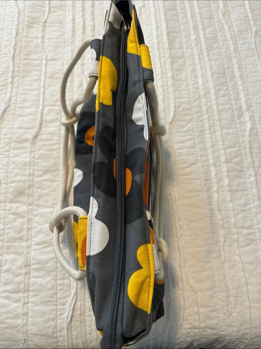 Floral Canvas Tote Bag in Gray, Yellow, Orange, White
